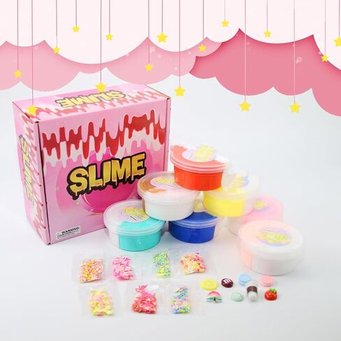 7 Packs Dual Color Butter Slime Kit for Girls and Boys, Super Soft, Non-Sticky Stress Relief Toy, Party Favors and Birthday Gift in Kuwait