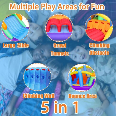 BESTPARTY Inflatable Obstacle Course Bounce House Castle with Large Slides Bounce Area and Obstacles Inflatable Bouncer House Jumper with Blower in Kuwait