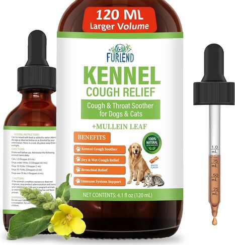 Dog Cough Relief Liquid Drops - Kennel Cough Treatment for Dogs & Cats - Better Absorption Than Soft Chews - 9 Natural Herbs with Postbiotics - 120mL/4.1 fl oz Value Pack for Respiratory Support in Saudi Arabia