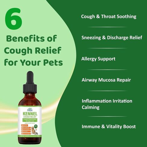 Dog Cough Relief Liquid Drops - Kennel Cough Treatment for Dogs & Cats - Better Absorption Than Soft Chews - 9 Natural Herbs with Postbiotics - 120mL/4.1 fl oz Value Pack for Respiratory Support in Saudi Arabia