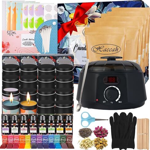Complete Candle Making Kit with Wax Melter,Candle Making Supplies,DIY Arts&Crafts Kits Gift for Beginners,Adults,Including 500w Electronic Stove,Wicks,Wax,Rich Scents,Dyes,Melting Pot,Candle tins in Kuwait