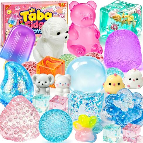 25pcs Taba Squishies Kit,Cute Squeeze Toys Box Set,Coconut Oil,Popsicles Multi Shapes Squishy Fun Box,Stress Balls for Adult, Classroom Prizes,Party Favors & Goodie Bags Stuffers for Ages 4-8 8-12 in Saudi Arabia