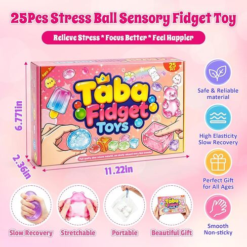25pcs Taba Squishies Kit,Cute Squeeze Toys Box Set,Coconut Oil,Popsicles Multi Shapes Squishy Fun Box,Stress Balls for Adult, Classroom Prizes,Party Favors & Goodie Bags Stuffers for Ages 4-8 8-12 in Saudi Arabia