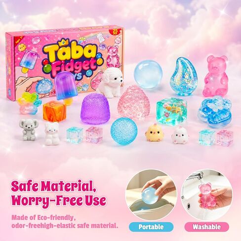 25pcs Taba Squishies Kit,Cute Squeeze Toys Box Set,Coconut Oil,Popsicles Multi Shapes Squishy Fun Box,Stress Balls for Adult, Classroom Prizes,Party Favors & Goodie Bags Stuffers for Ages 4-8 8-12 in Saudi Arabia