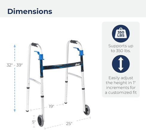 Drive Medical 10226-1 Trigger Release Folding Walker, Brushed Steel in Saudi Arabia
