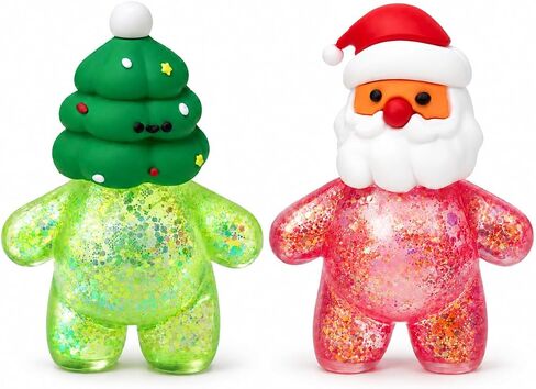 4Pcs Christmas Squishies Toy, Shiny Slow Rising Squeeze Squishy Toys with Soft Body, Fidget Stress Ball, Santa, Snowman,Reindeer,Christmas Tree, Stocking Stuffers, White Elephant Gift for Kids Teens in Kuwait