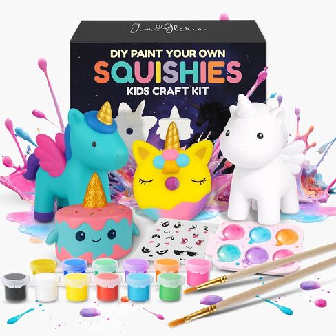 Jim&Gloria Paint Your Own Squishies, Jumbo Squishy Toy Gifts for Girls and Boys 8 9 10 11 12 13 14, Arts and Crafts Squeeze Toys, Party Favors for Birthday, Christmas Gift, Pack of 3 in Kuwait
