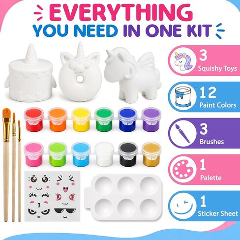 Jim&Gloria Paint Your Own Squishies, Jumbo Squishy Toy Gifts for Girls and Boys 8 9 10 11 12 13 14, Arts and Crafts Squeeze Toys, Party Favors for Birthday, Christmas Gift, Pack of 3 in Kuwait