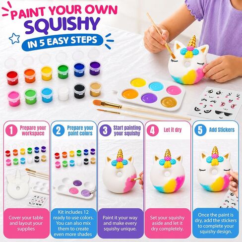 Jim&Gloria Paint Your Own Squishies, Jumbo Squishy Toy Gifts for Girls and Boys 8 9 10 11 12 13 14, Arts and Crafts Squeeze Toys, Party Favors for Birthday, Christmas Gift, Pack of 3 in Kuwait