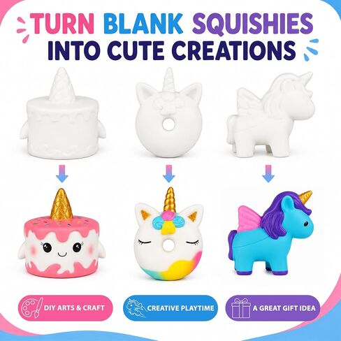 Jim&Gloria Paint Your Own Squishies, Jumbo Squishy Toy Gifts for Girls and Boys 8 9 10 11 12 13 14, Arts and Crafts Squeeze Toys, Party Favors for Birthday, Christmas Gift, Pack of 3 in Kuwait