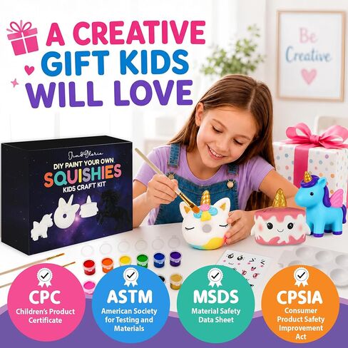 Jim&Gloria Paint Your Own Squishies, Jumbo Squishy Toy Gifts for Girls and Boys 8 9 10 11 12 13 14, Arts and Crafts Squeeze Toys, Party Favors for Birthday, Christmas Gift, Pack of 3 in Kuwait