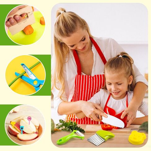 Labeol 32 PCS Montessori Kitchen Tools Toys for Kids Cooking Sets Real Kids Safe Kitchen Knife Set for Real Cooking Educational Gift for Boys Girls in Saudi Arabia