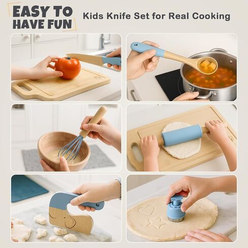 29 PCS Toddler Knife Set for Real Cooking, Wooden Montessori Kitchen Toys in Saudi Arabia