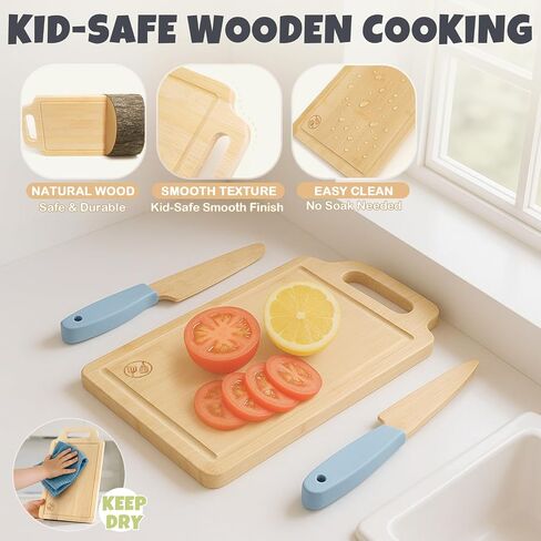 29 PCS Toddler Knife Set for Real Cooking, Wooden Montessori Kitchen Toys in Saudi Arabia