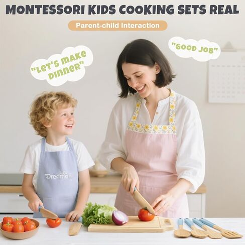 29 PCS Toddler Knife Set for Real Cooking, Wooden Montessori Kitchen Toys in Saudi Arabia
