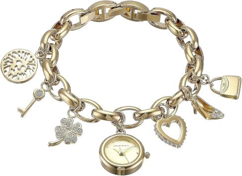 ساعة يد انالوج كاجوال من الستانلس ستيل للنساء من ان كلاين، 10-7604CHRM, ذهبي, One Size in Kuwait