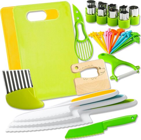 40Pcs Kids Knife Set for Real Cooking | Montessori Kitchen Tools | Age 4-12 in Saudi Arabia