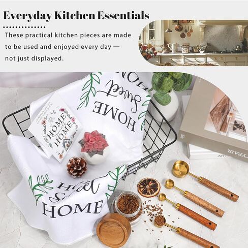 Housewarming Gift Basket for New Home | 13 Pcs Kitchen Essentials Set with Ceramic Mugs, Measuring Spoons, Storage Basket | New Home Gift Ideas | Closing Gifts for Couples & Families in Kuwait