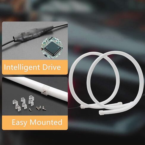 Dual Color Waterproof Flexible Adhesive Daytime Running Lights DRL Switchback Glow Light Strip Headlight Decorative Lamp for Car - White/Amber (60CM 24inch 2Pcs) in Kuwait