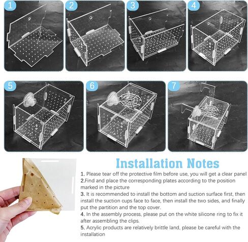 Hamiledyi Acrylic Breeding Isolation Box - Transparent Aquarium Hatchery for Guppy/Shrimp/Small Fish, Safe Nursery Tank with Air Tube & Suction Cups(5.9" × 3.9" × 3.9") in Saudi Arabia