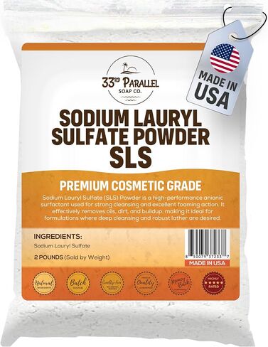 2 Pound Sodium Lauryl Sulfate (SLS) Powder | High Foaming Surfactant for Soap Making, Shampoo & Cleansers – Powerful Lathering Agent for Personal Care Formulations | 2 Pound / 32oz in Saudi Arabia