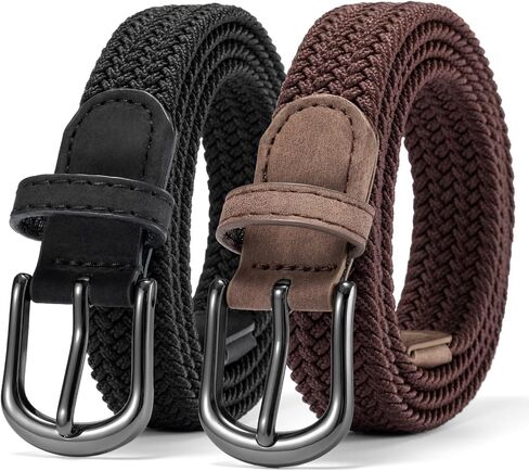 Alphyly Neries 2 Pack Braided Belt Women, Skinny Woven Stretch Belt, Fabric Cloth Belt Elastic Belt Gold Buckle in Kuwait