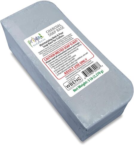 Primal Elements Activated Bamboo Charcoal Soap Base - Moisturizing Melt and Pour Glycerin Soap Base for Crafting and Soap Making, Easy to Cut - 5 Pound in Saudi Arabia