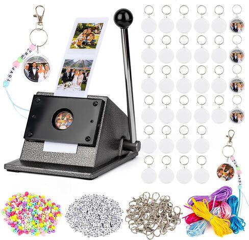 HOMAR 64 Pcs Button Keychain Photo Cutter Photbooth Keychain Circle Cutter in Saudi Arabia