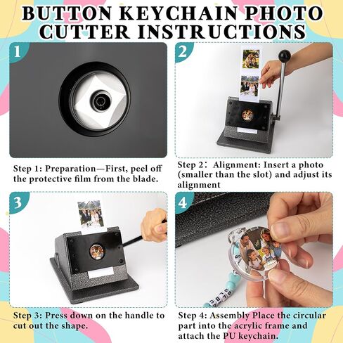 HOMAR 64 Pcs Button Keychain Photo Cutter Photbooth Keychain Circle Cutter in Saudi Arabia