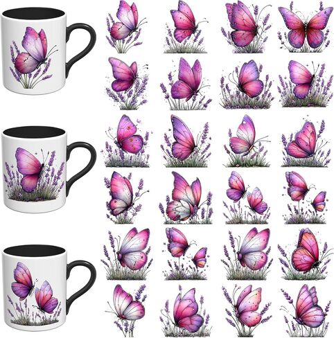 24PCS Watercolor Butterfly Lavender UV DTF Stickers Set in Saudi Arabia