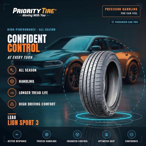 Leao Lion Sport 3 إطار شعاعي عالي الأداء لجميع المواسم-225/50R18 225/50/18 225/50-18 نطاق تحميل 95 فولت SL 4-Ply BSW جدار جانبي أسود in Kuwait
