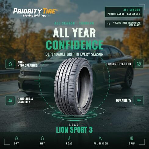 Leao Lion Sport 3 إطار شعاعي عالي الأداء لجميع المواسم-225/50R18 225/50/18 225/50-18 نطاق تحميل 95 فولت SL 4-Ply BSW جدار جانبي أسود in Kuwait