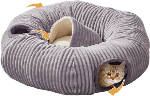 Cat Tunnel Bed for Indoor Cats,Cat Donut Tunnel Toy with Washable Circle Cushion,Blackout Tent, Multifunctional Playground Toys Hideplace for Kitty, Puppy, Rabbit,Ferret in Saudi Arabia