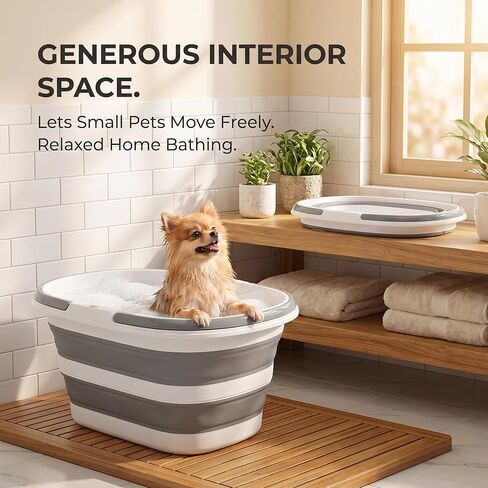 16L Collapsible Small Dog Bath Tub: Portable Puppy Kitten Pet Shower Tub in Kuwait