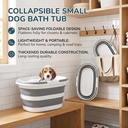 16L Collapsible Small Dog Bath Tub: Portable Puppy Kitten Pet Shower Tub in Kuwait