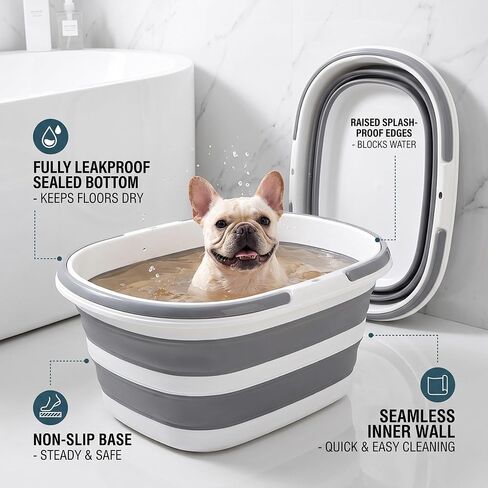 16L Collapsible Small Dog Bath Tub: Portable Puppy Kitten Pet Shower Tub in Kuwait