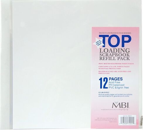 MCS MBI 12x12 Inch Scrapbook Expansion Page Refills, 6 Count (899676) 12 pages. in Kuwait