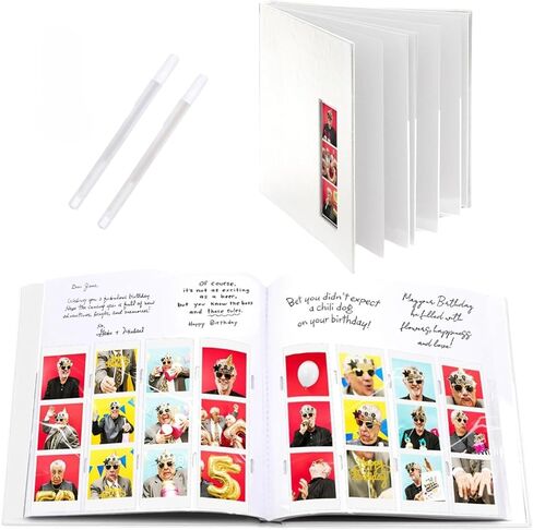PBF (1 Pack) Photo Booth Album, Guest Book with 2x6 Clear Picture Inserts, White Cover with Plastic Sleeves & White Pages, Scrapbook Album for Photo Strips, Memory Book, Wedding, and Baby Showers in Kuwait