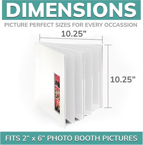 PBF (1 Pack) Photo Booth Album, Guest Book with 2x6 Clear Picture Inserts, White Cover with Plastic Sleeves & White Pages, Scrapbook Album for Photo Strips, Memory Book, Wedding, and Baby Showers in Kuwait