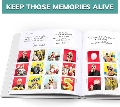 PBF (1 Pack) Photo Booth Album, Guest Book with 2x6 Clear Picture Inserts, White Cover with Plastic Sleeves & White Pages, Scrapbook Album for Photo Strips, Memory Book, Wedding, and Baby Showers in Kuwait