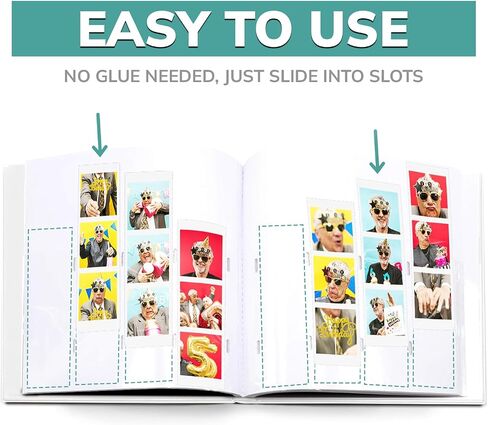 PBF (1 Pack) Photo Booth Album, Guest Book with 2x6 Clear Picture Inserts, White Cover with Plastic Sleeves & White Pages, Scrapbook Album for Photo Strips, Memory Book, Wedding, and Baby Showers in Kuwait