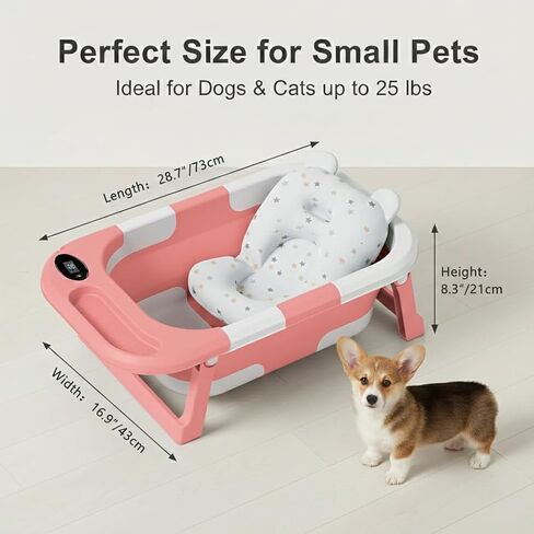 Dog Bath Tub with Water Drain Plug Portable Collapsible Bathtub for Dog Bathing and Washing Foldable Dog Bath Space Saving Design for Small Medium Pets and Cats Pink in Saudi Arabia