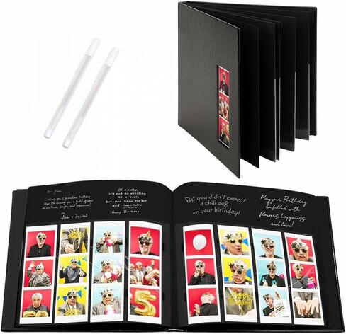 PBF (1 Pack) Photo Booth Album, Guest Book with 2x6 Clear Picture Inserts, White Cover with Plastic Sleeves & White Pages, Scrapbook Album for Photo Strips, Memory Book, Wedding, and Baby Showers in Saudi Arabia