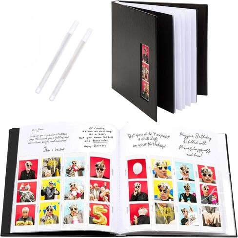 PBF (1 Pack) Photo Booth Album, Guest Book with 2x6 Clear Picture Inserts, White Cover with Plastic Sleeves & White Pages, Scrapbook Album for Photo Strips, Memory Book, Wedding, and Baby Showers in Kuwait