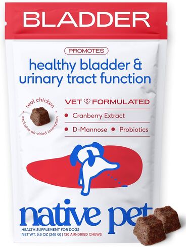 Native Pet Dog UTI Treatment - Cranberry Supplement for Dogs Bladder Control & Kidney Support - Prevent Urinary Tract Infection and Urinary Incontinence - Made with Real Cranberry Extract - 60 Chews in Kuwait