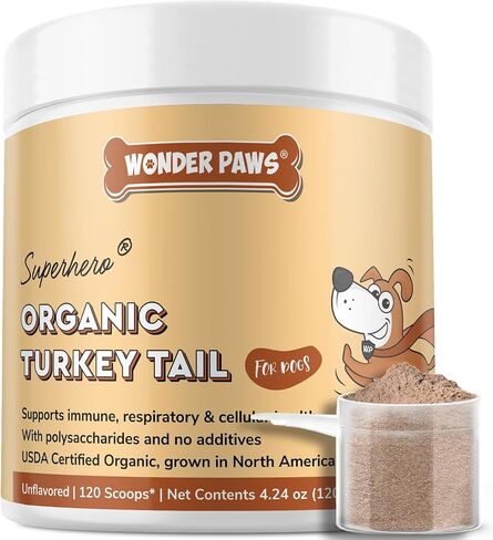 Wonder Paws Organic Turkey Tail Mushroom for Dogs – Powerful Turkey Tail for Dogs Mushroom Powder for Immunity, Respiratory, Digestion & Cellular Health–with Beta Glucans & Polysaccharides- 2.12 oz in Saudi Arabia