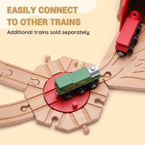 SainSmart Jr. Wooden Train Track with Grand Roundhouse - Railway Toy for Toddlers, Double-Side Tracks Compatible with All Major Brands - Wood Toy Train for Ages 3+ in Kuwait