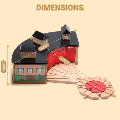 SainSmart Jr. Wooden Train Track with Grand Roundhouse - Railway Toy for Toddlers, Double-Side Tracks Compatible with All Major Brands - Wood Toy Train for Ages 3+ in Kuwait