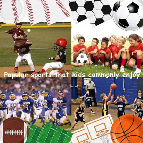 LINHAXM 80 PCS Sport Plates and Napkins Set, Sports Birthday Party Decorations with Basketball Plates, Soccer Plates, Baseball Plates, Football Plates and Napkins for Sports Themed Party Decorations in Kuwait
