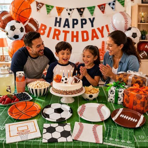 LINHAXM 80 PCS Sport Plates and Napkins Set, Sports Birthday Party Decorations with Basketball Plates, Soccer Plates, Baseball Plates, Football Plates and Napkins for Sports Themed Party Decorations in Kuwait
